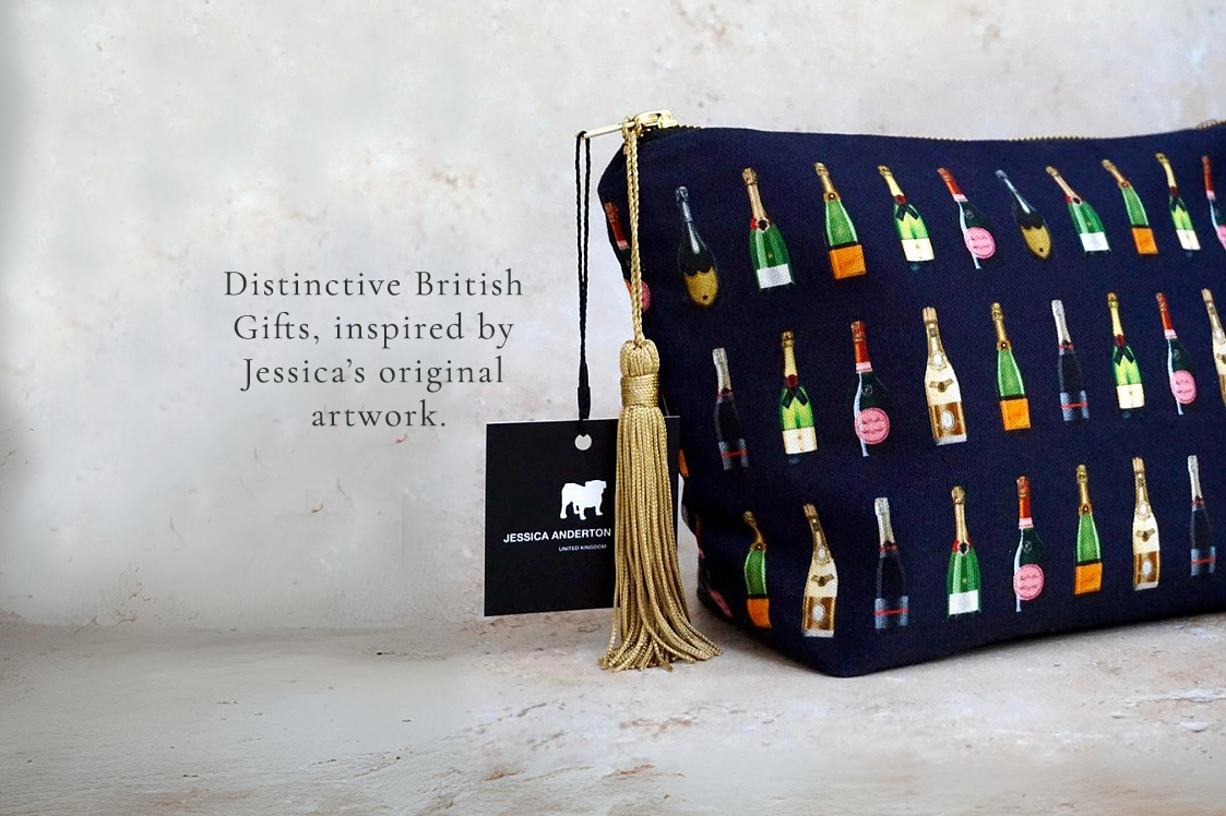 Distinctive British Gifts Makeup Bag Original Artwork Jessica Anderton