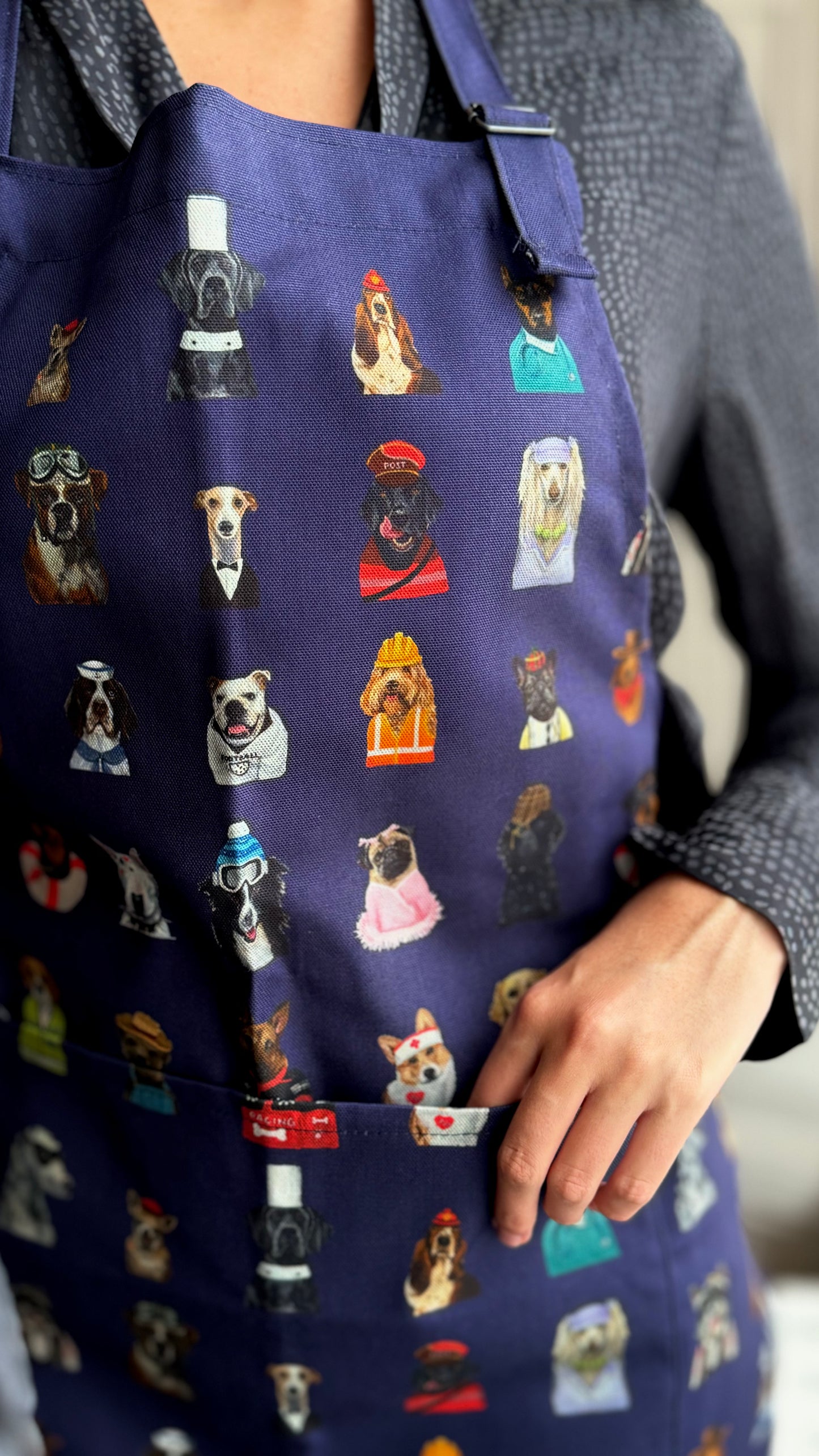 DOGS 100% Cotton Apron Navy Homeware Gifts