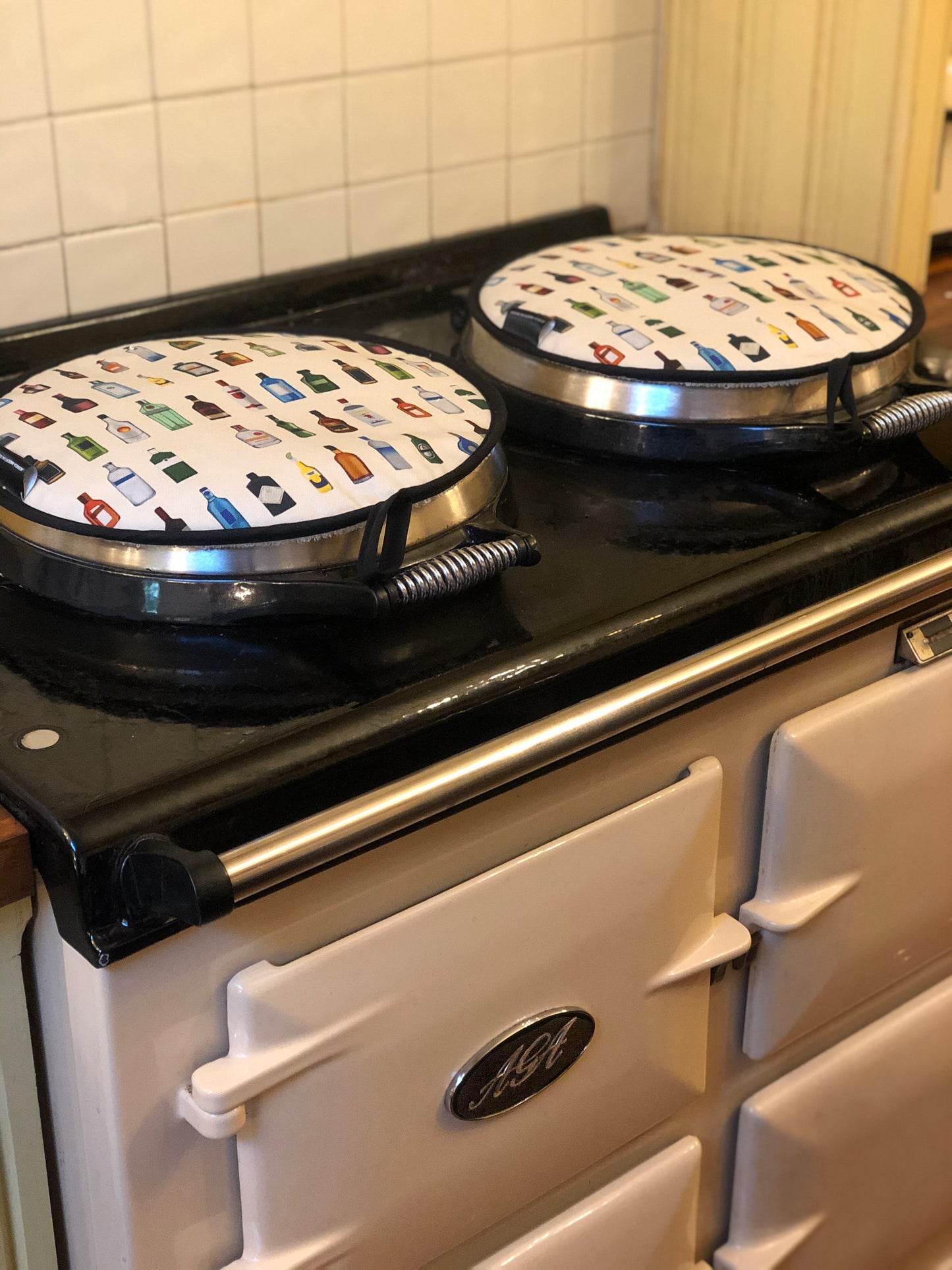Alcohol bottle AGA Hob Cover white colourful
