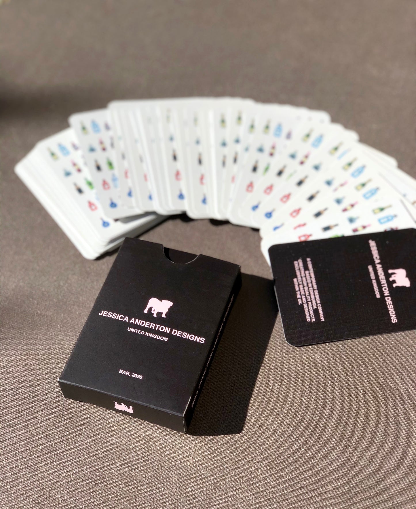 Bar playing cards poker bottles