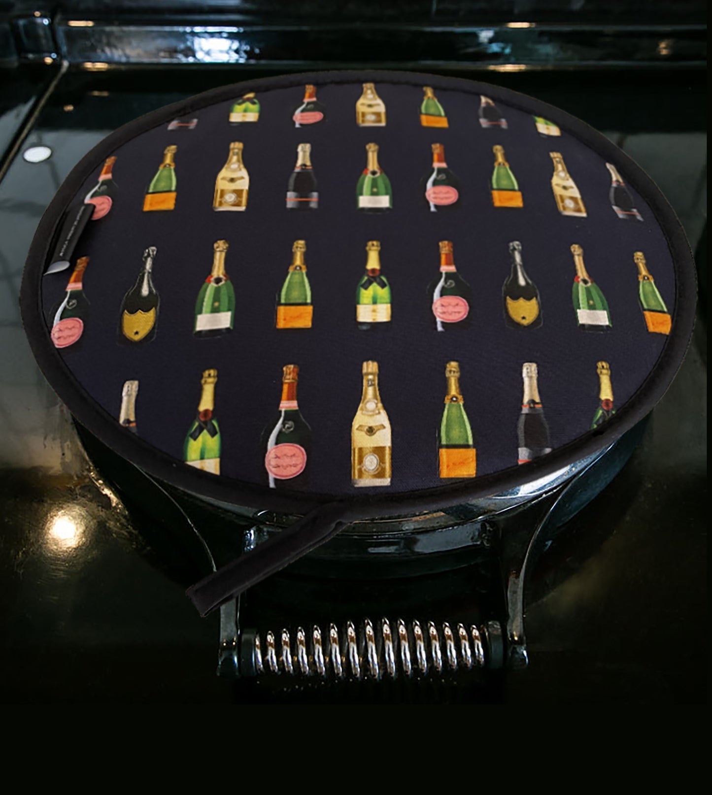 Champagne and Fizz Aga Hob Covers Navy Jessica Anderton Designs