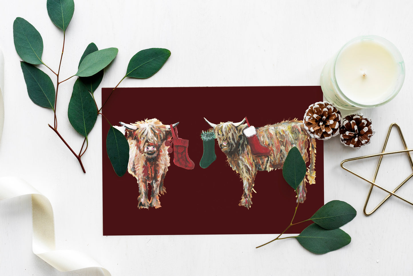 Christmas Cards Charity Highland Cows Santa sacks