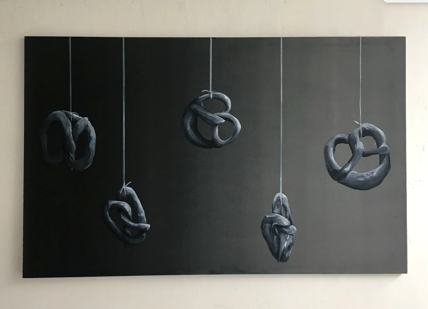 Pretzel painting hanging artwork