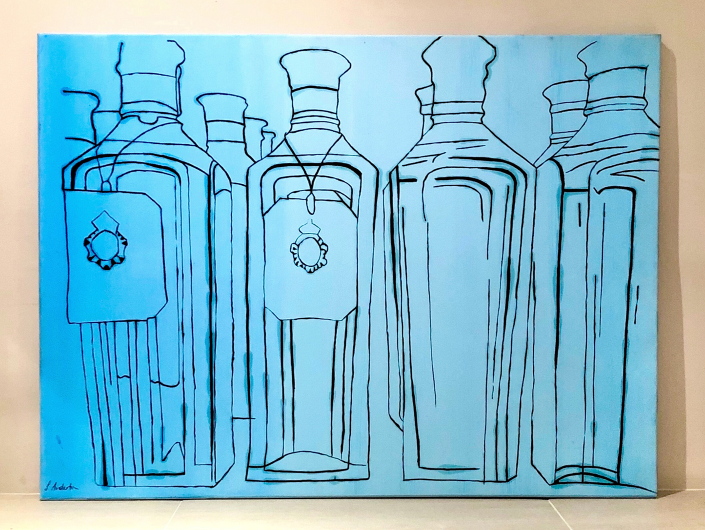 Bombay Sapphire Painting blue line drawing artwork oil paint