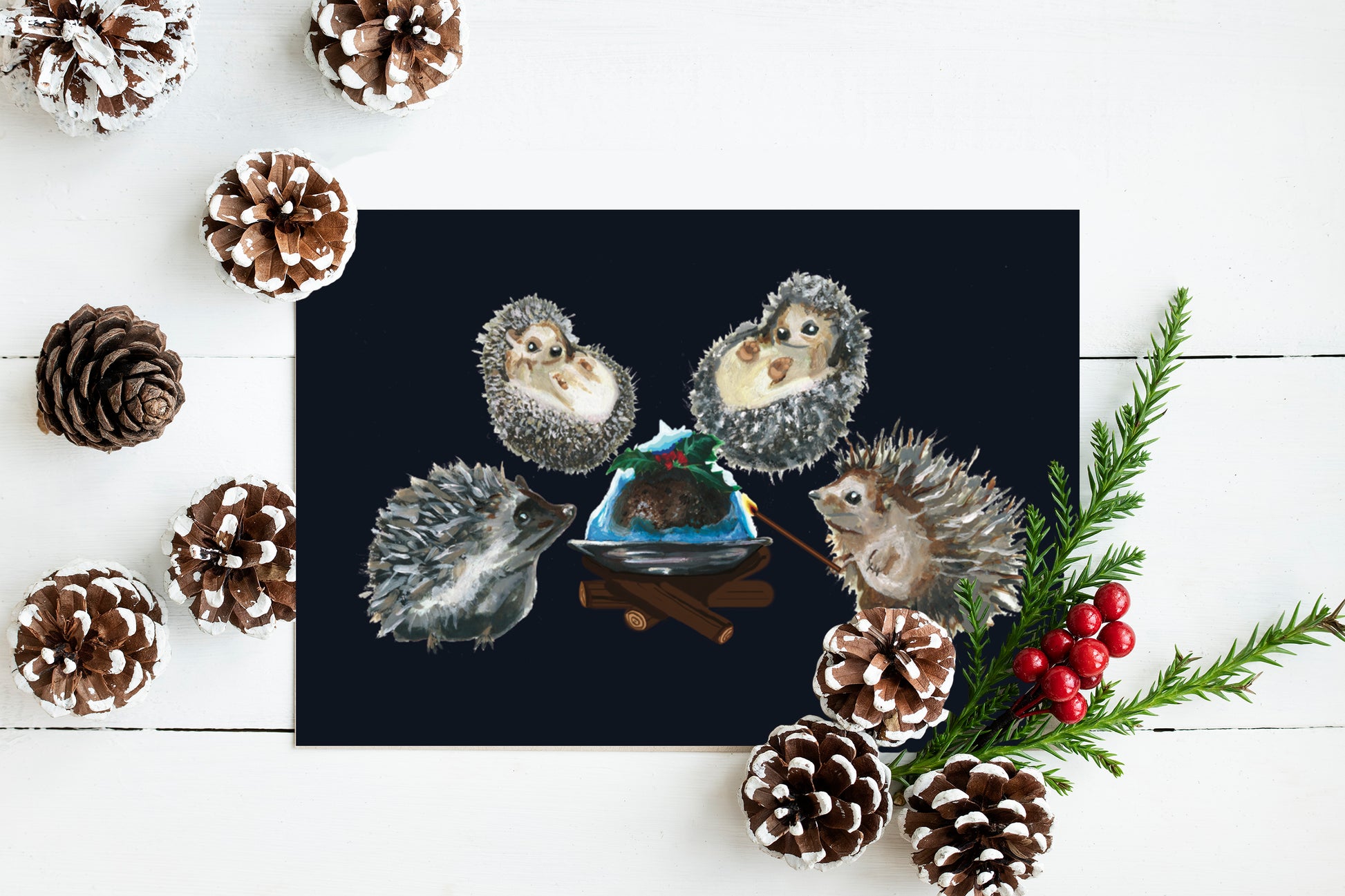 Christmas Cards Charity Hedgehogs Christmas Pudding