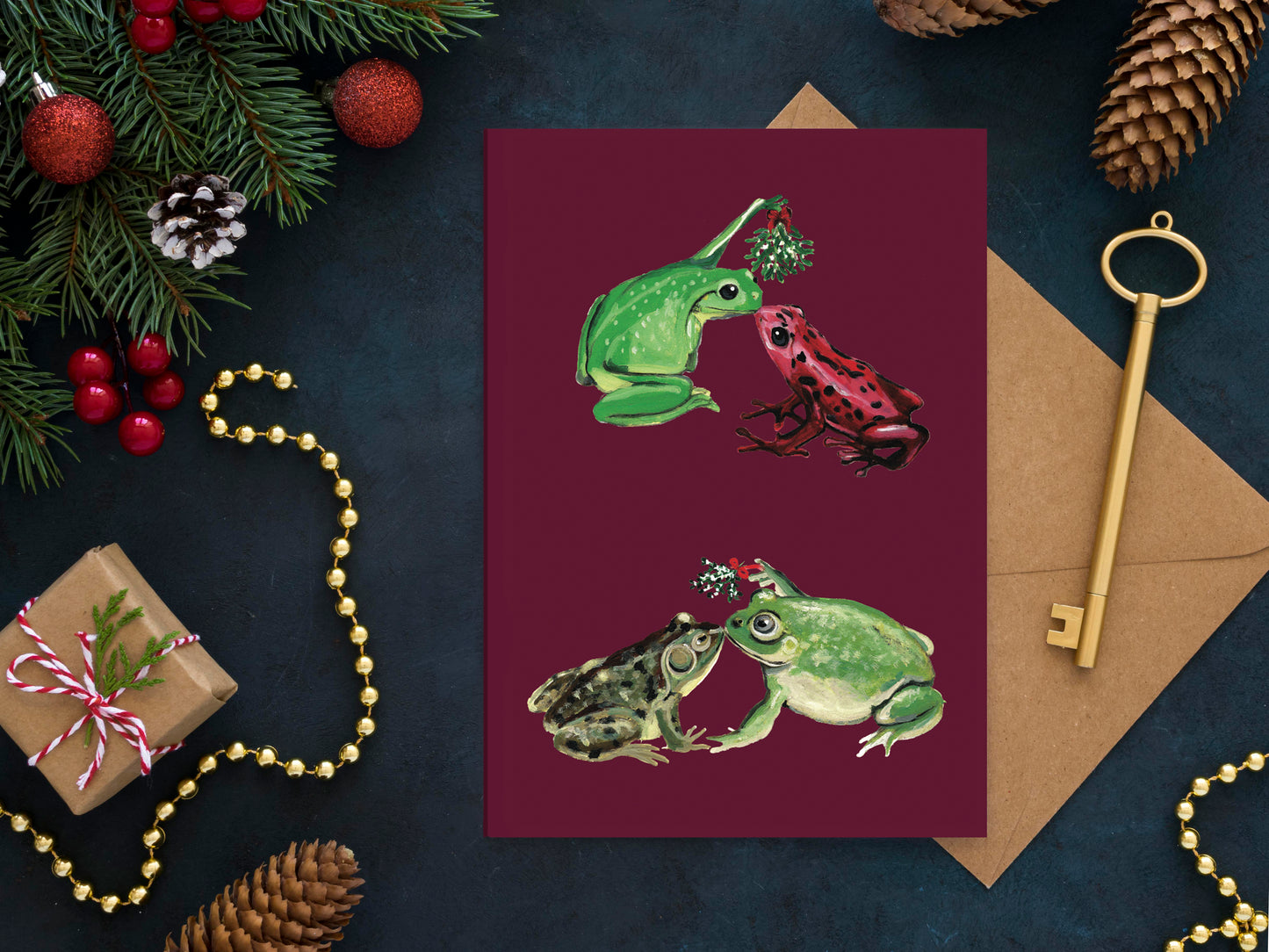 Christmas Cards Charity frogs mistletoe
