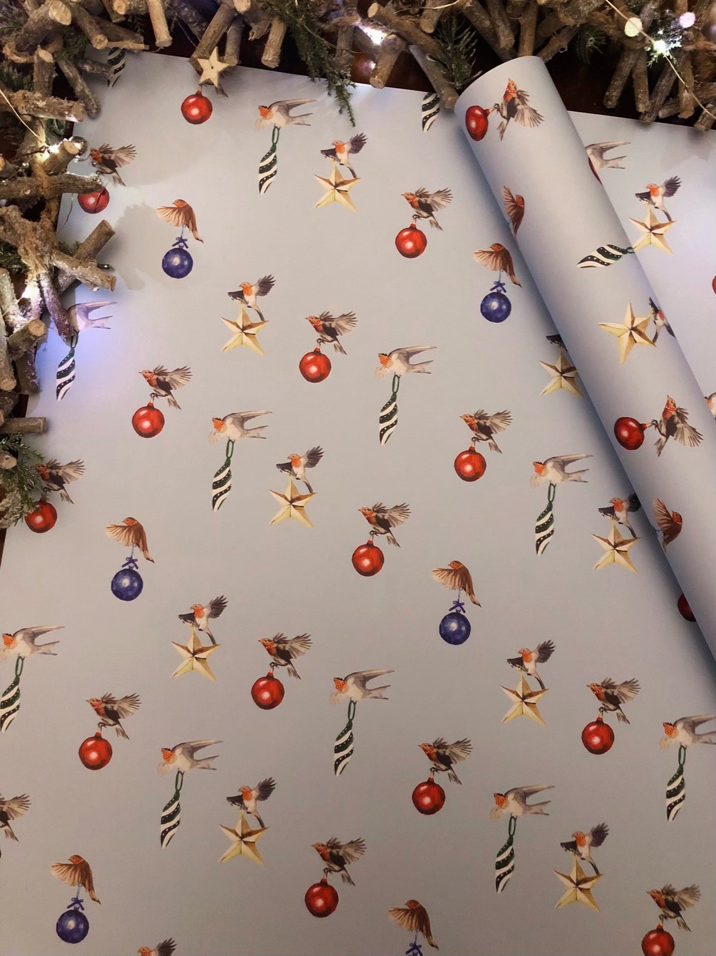 wrapping paper gift wrap presents christmas robins