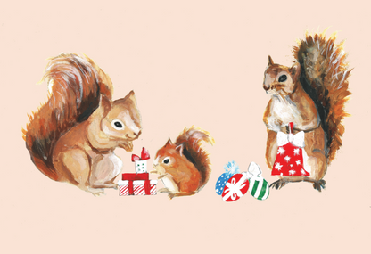 Christmas Cards Charity Squirrels Presents