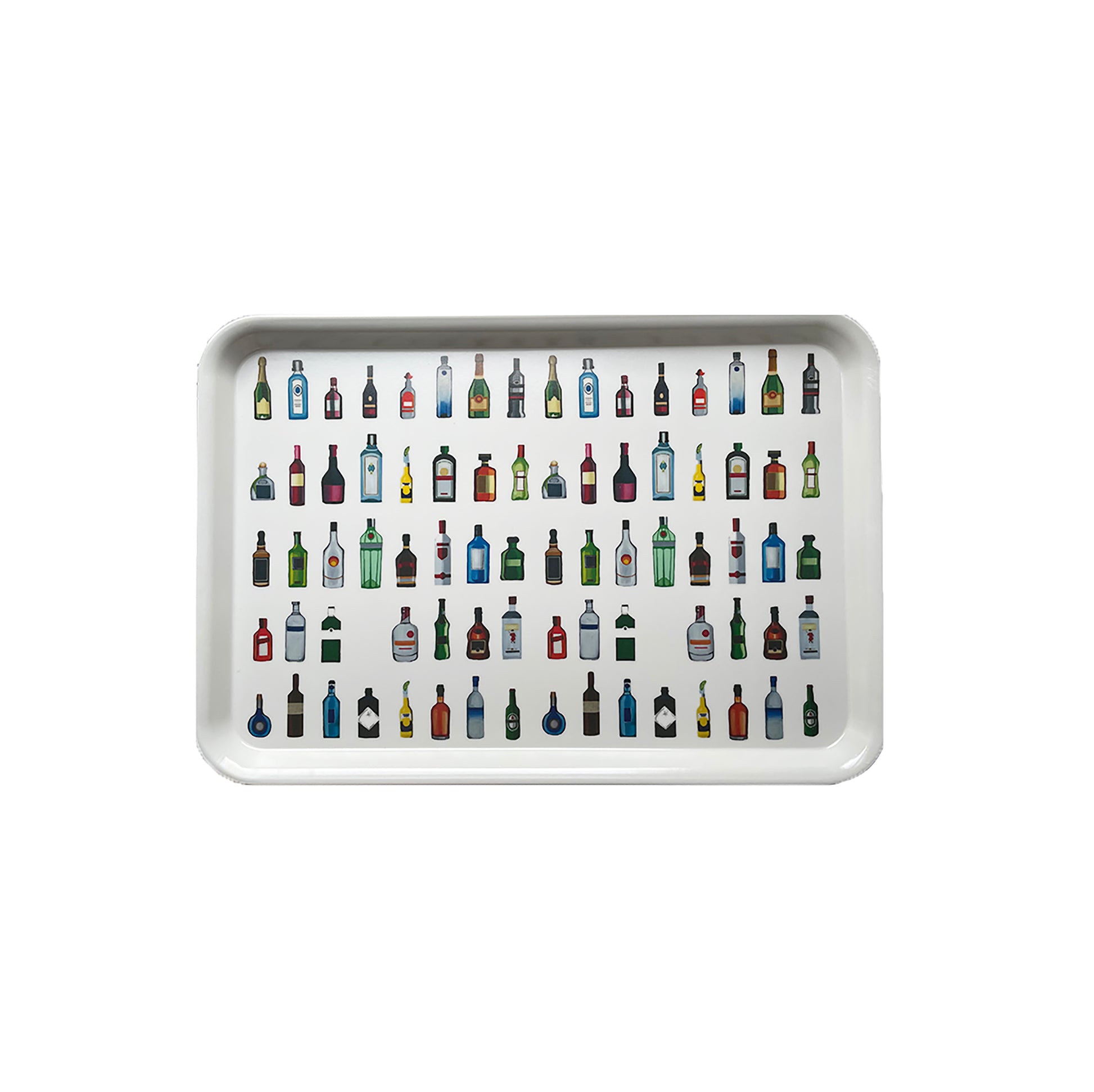 drinks tray white bottles repetitive pattern alcohol bottles